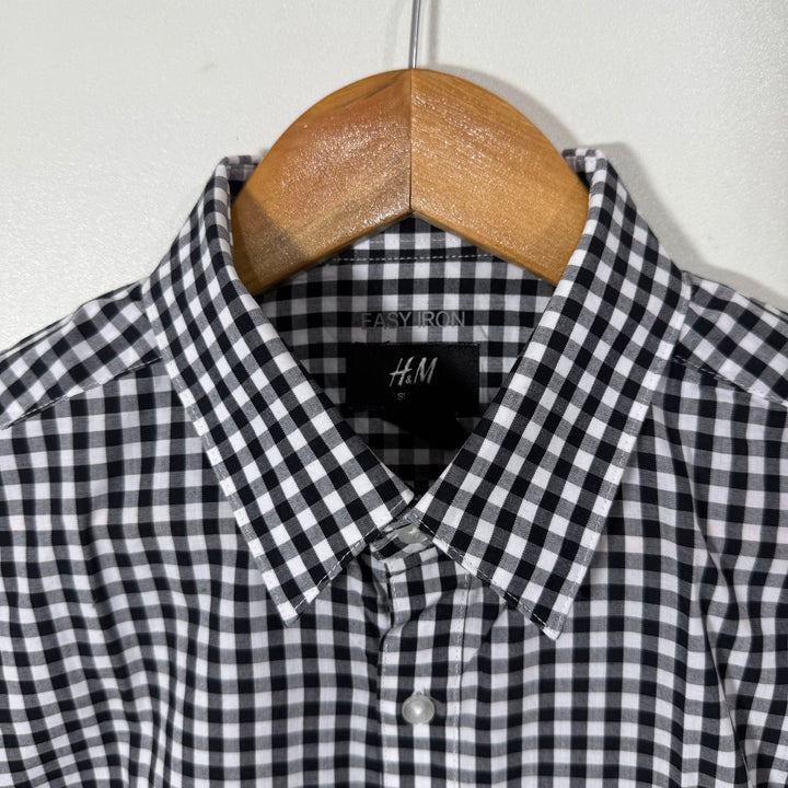 H&M SLIM FIT COTTON CHECKERED SHIRT