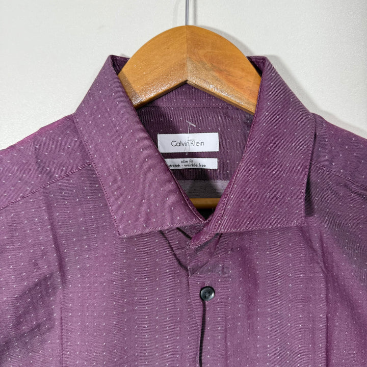 CALVIN KLEIN SLIM FIT WRINKLE FREE COTTON SHIRT WITH STRETCH