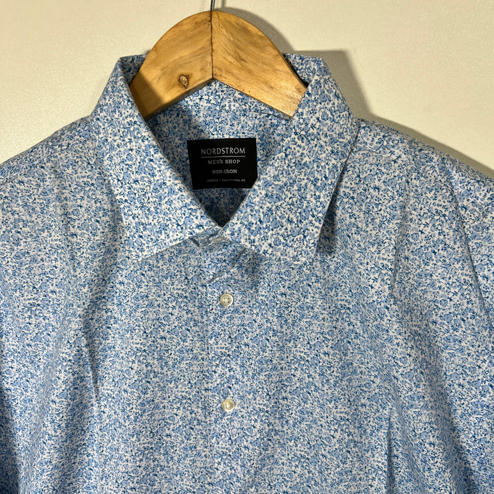 NORDSTROM NON IRON PRINTED SHIRT BRAND NEW WITH STRETCH