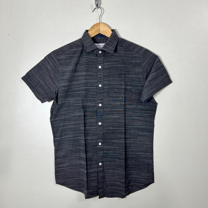 PAPERDENIM&CLOTH HALF SLEEVES COTTON SHIRT WITH STRETCH