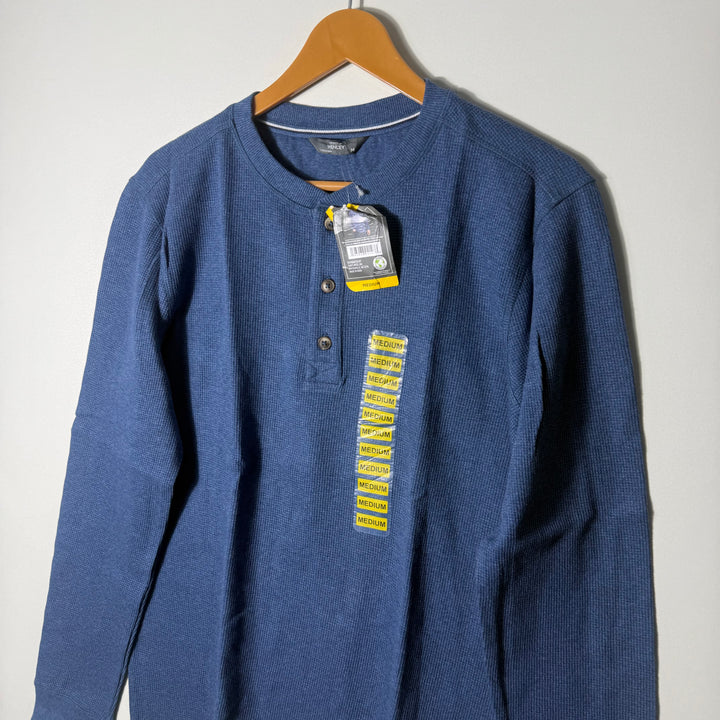 MEMBERS MARK HENLEY COLLAR LONG SLEEVES KNITED COTTON TSHIRT BRAND NEW