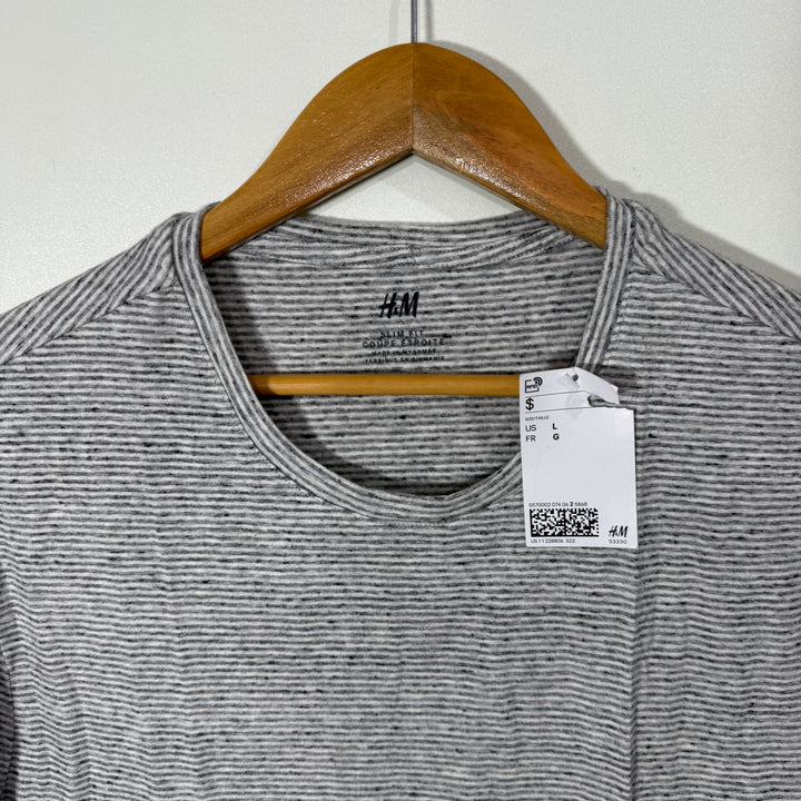 H&M SLIM FIT COTTON TSHIRT BRAND NEW GREY COLOUR