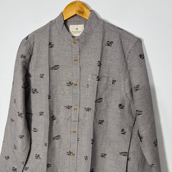 SCOTCH & SODA BEN COLLAR COTTON LINEN SHIRT