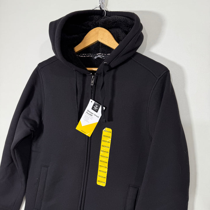 MEMBERS MARKS SWEAT JACKET BRAND NEW WITH HOOD INNER SHERPA LINNED BLACK COLOUR