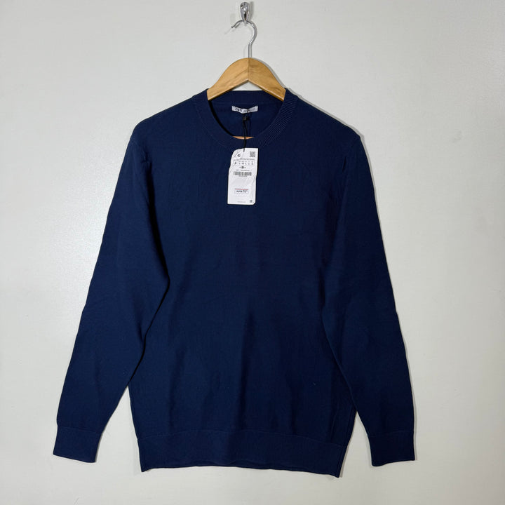 ZARA KNITED MOCK NECK COTTON SWEATER BRAND NEW BLUE COLOUR