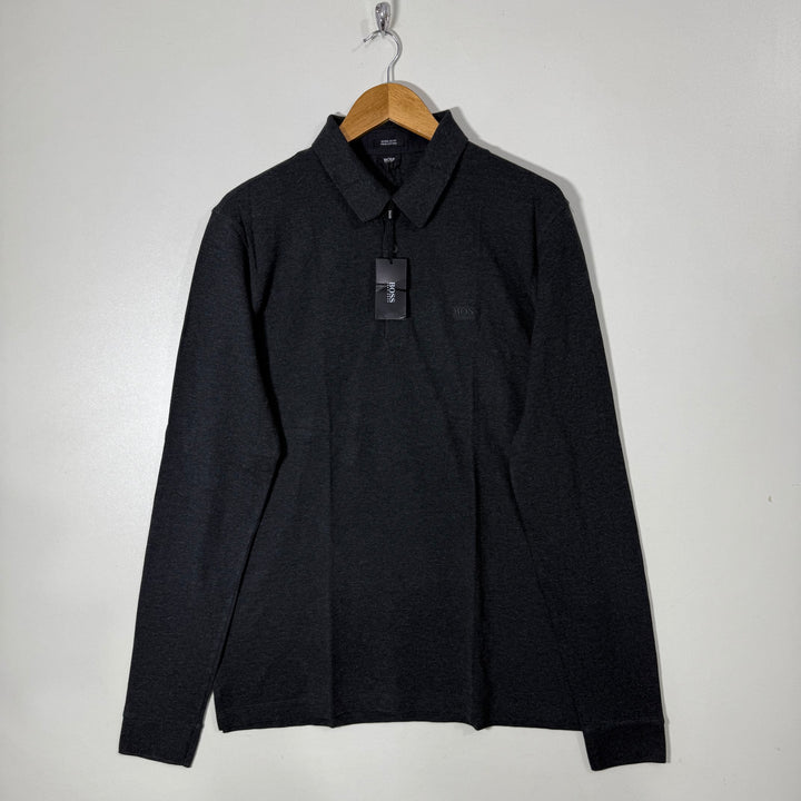 HUGO BOSS LONG SLEEVES COTTON POLO TSHIRT BRAND NEW