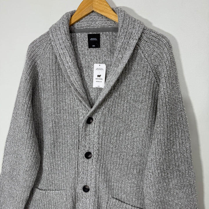 BURTON MENSWEAR LONDON SHAWL COLLAR KNITED SWEATER BRAND NEW GREY COLOUR