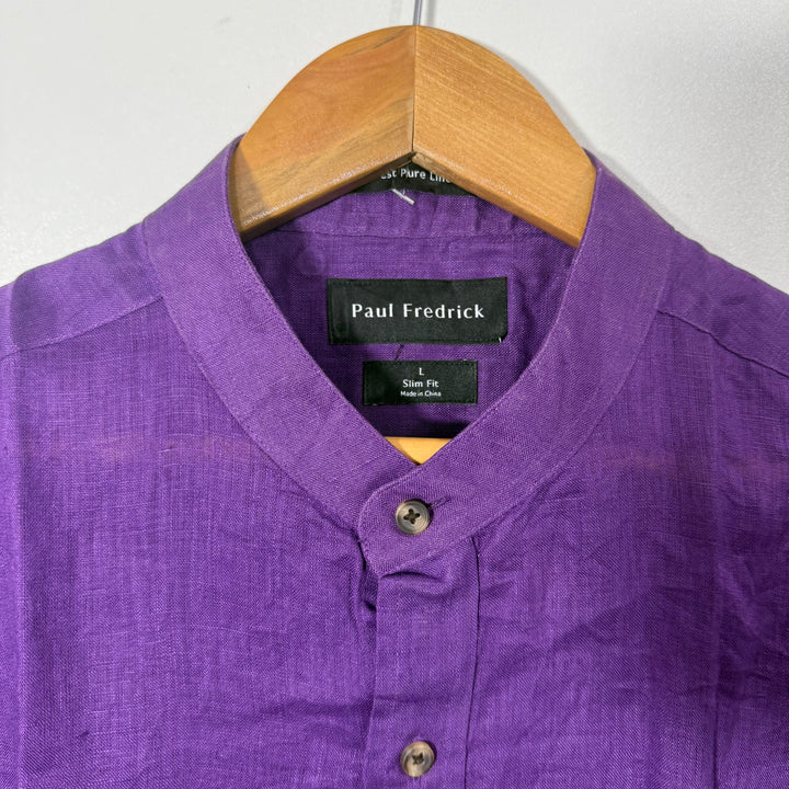PAUL FREDRICK SLIM FIT FINEST PURE LINEN BEN COLLAR SHIRT