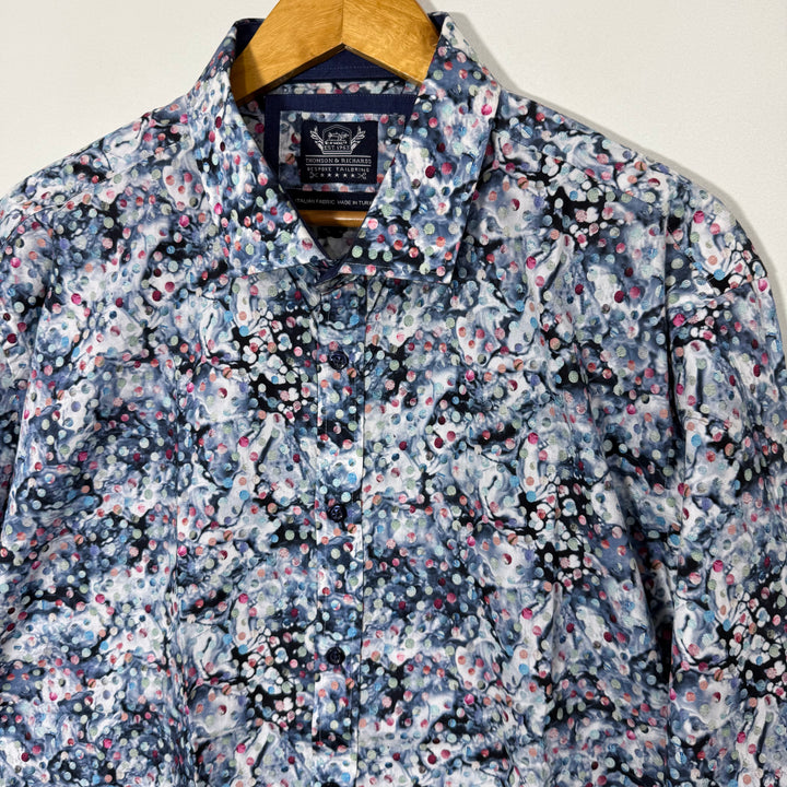 THOMSON & RICHARDS ITALIAN FABRIC PRINTED CASUAL COTTON SHIRT
