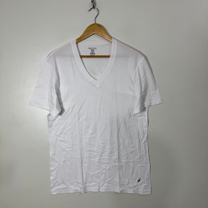 NAUTICA V NECK ANDER WEAR COTTON TSHIRT WHITE COLOUR