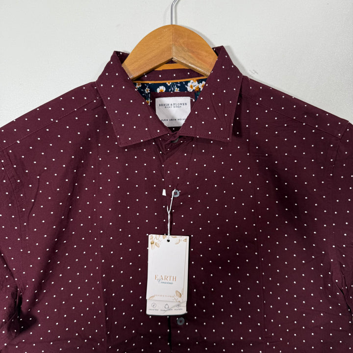 DENIM & FLOWER HALF SLEEVES COTTON SHIRT BRAND NEW