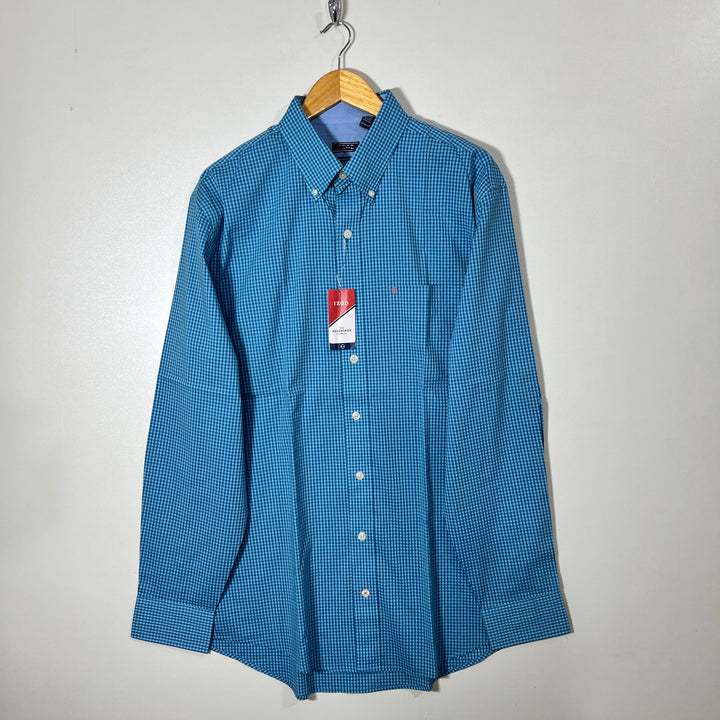 IZOD BUTTON DOWN NON IRON CHECKERED SHIRT BRAND NEW WITH STRETCH
