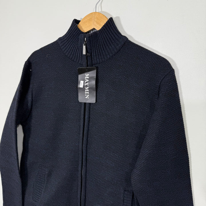 MAX MEN KNITED ACRYLIC FULL ZIP SWEATER BRAND NEW DARK BLUE COLOUR