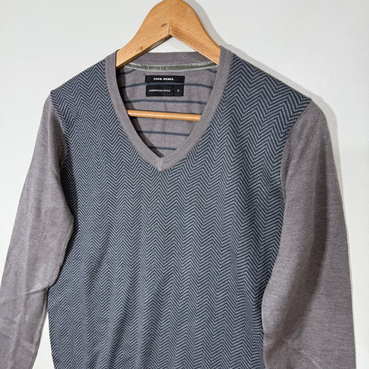 SOUL REBEL V NECK ARCYLIC COTTON SWEATER