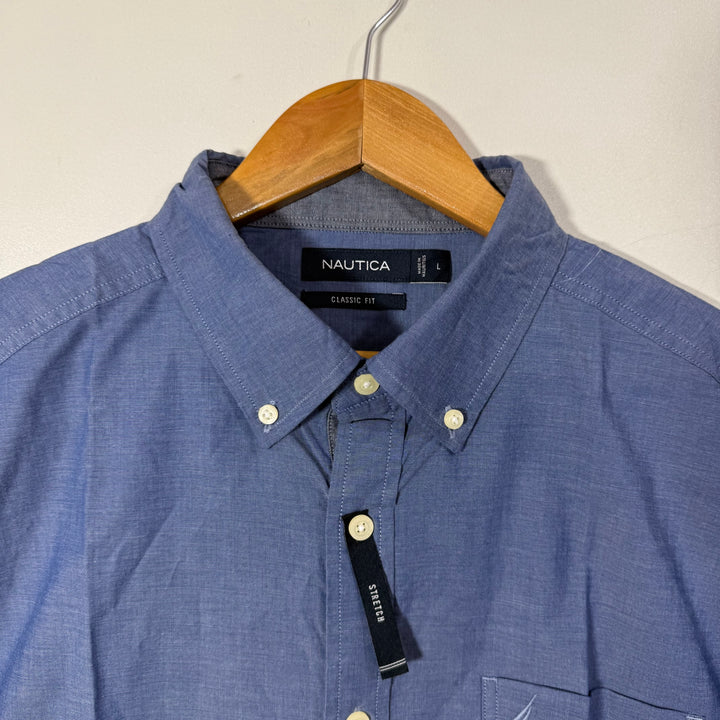 NAUTICA CLASSIC FIT BUTTON DOWN CASUAL COTTON SHIRT BRAND NEW WITH STRETCH