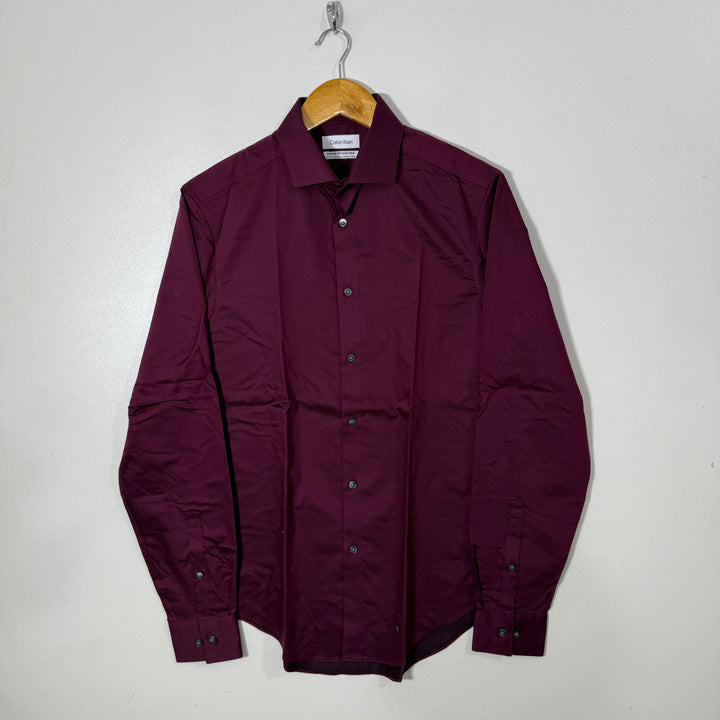 CALVIN KLEIN SLIM FIT INFINITE WRINKLE FREE COTTON FORMAL SHIRT WITH STRETCH