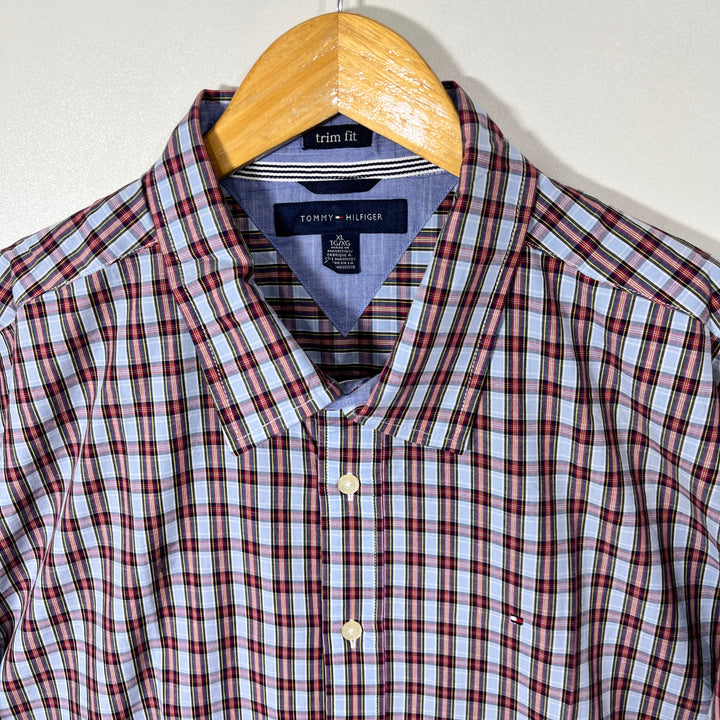 TOMMY HILFIGER TRIM FIT CHECKERED CASUAL COTTON SHIRT