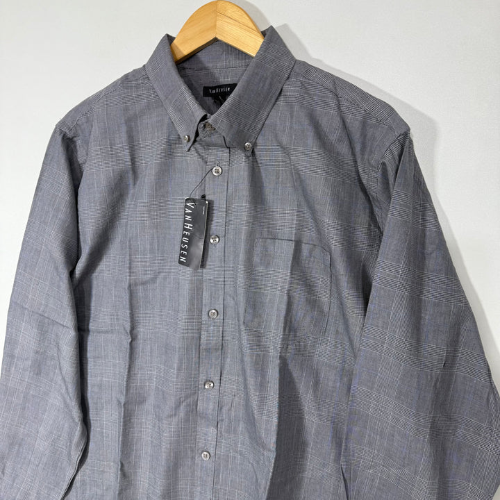 VAN HEUSEN BUTTON DOWN CHECKERED CASUAL COTTON SHIRT BRAND NEW