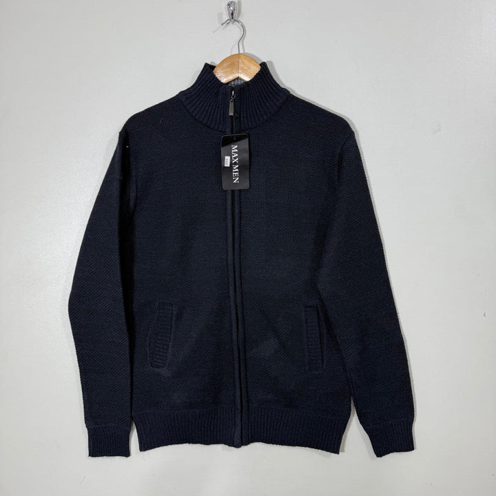 MAX MEN KNITED ACRYLIC FULL ZIP SWEATER BRAND NEW DARK BLUE COLOUR