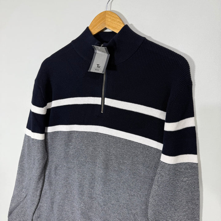 TU MAN HALF ZIP KNITWEAR COTTON SWEATER BRAND NEW