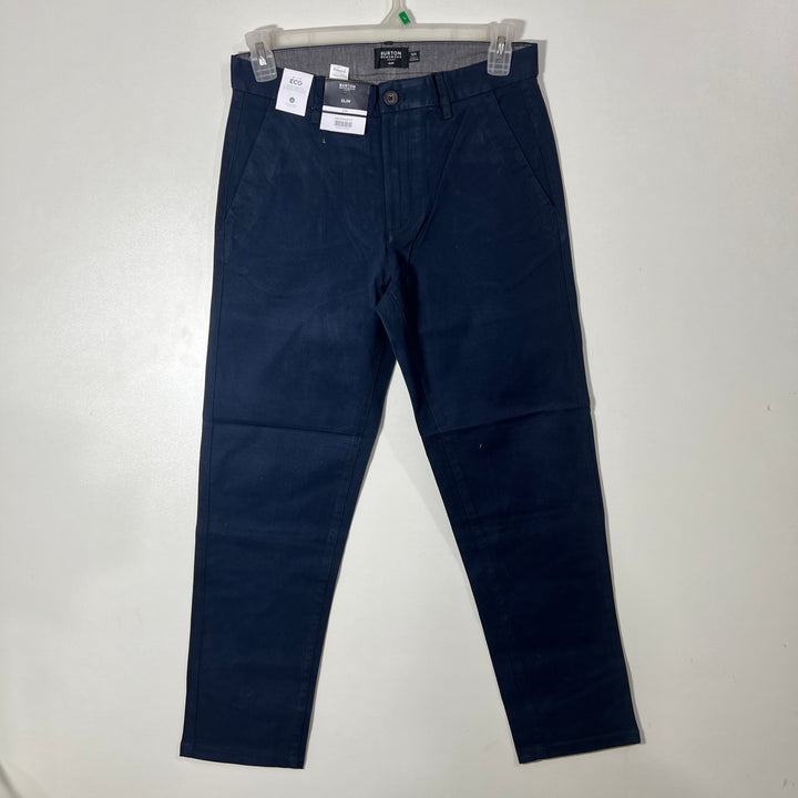 BURTON MENSWEAR LONDON COTTON CHINO PANT BRAND NEW WITH STRETCH BLUE COLOUR