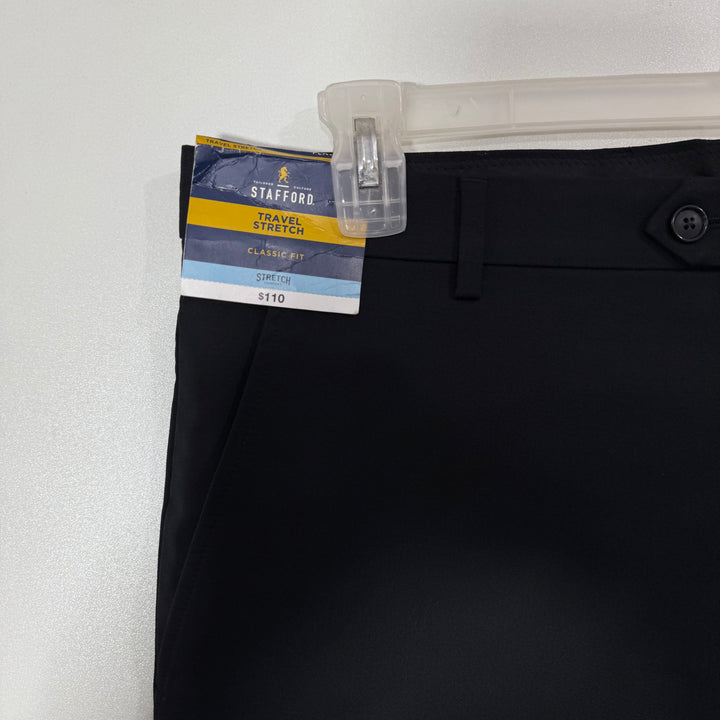STAFFORD CLASSIC FIT TRAVEL WOOL DRESS PANT BRAND NEW BLACK COLOUR WITH STRETCH