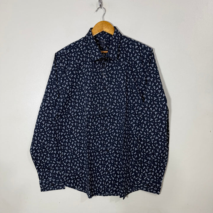 KIABI SLIM FIT PRINTED CASUAL COTTON SHIRT
