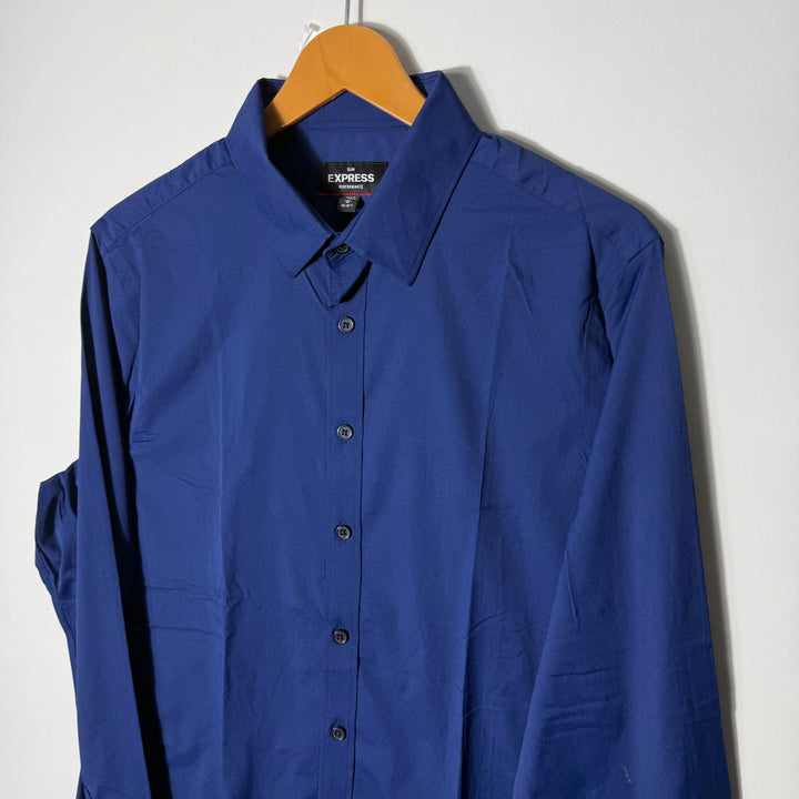 EXPRESS SLIM FIT PERFORMANCE SHIRT WITH STRETCH BLUE COLOUR