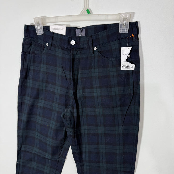 H&M SKINNY FIT CHECKERED DENIM PANT BRAND NEW