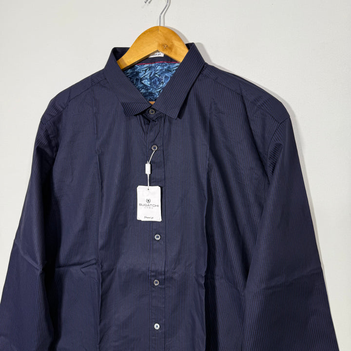 BUGATCHI SHAPED FIT COTTON SHIRT BRAND NEW BLUE COLOUR