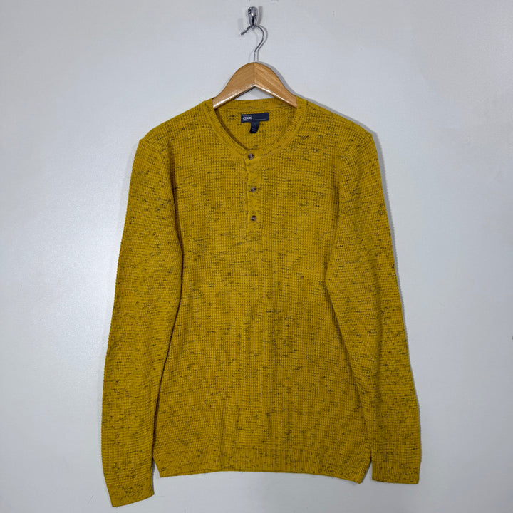 ASOS HENLEY COLLAR LONG SLEEVES COTTON SWEATER