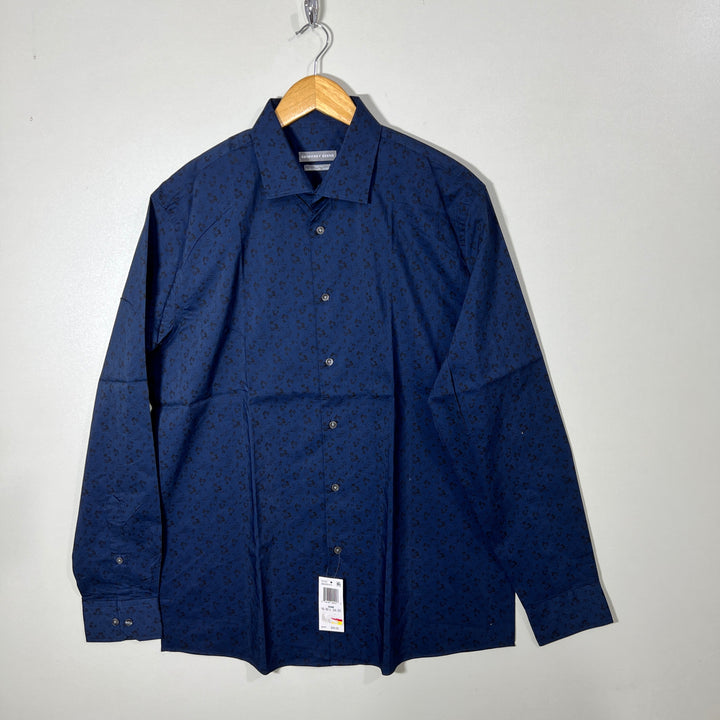 GEOFFREY BEENE SLIM FIT FLEX COLLAR PRINTED CASUAL COTTON SHIRT BRAND NEW WITH STRETCH