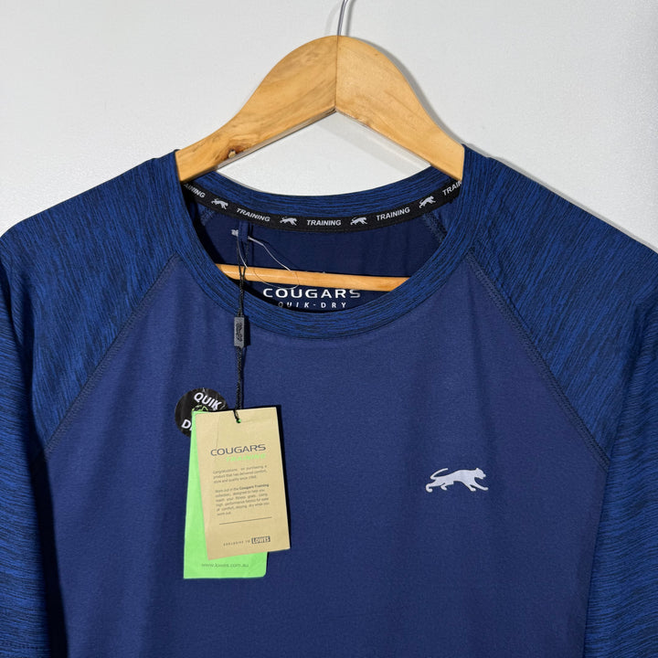 COUGARS QUICK DRY TRAINING SPORT TSHIRT BRAND NEW WITH STRETCH BLUE COLOUR