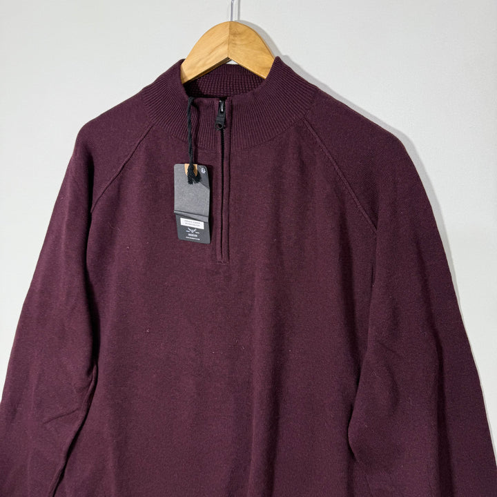 THREADBARE HALF ZIP COTTON SWEATER BRAND NEW