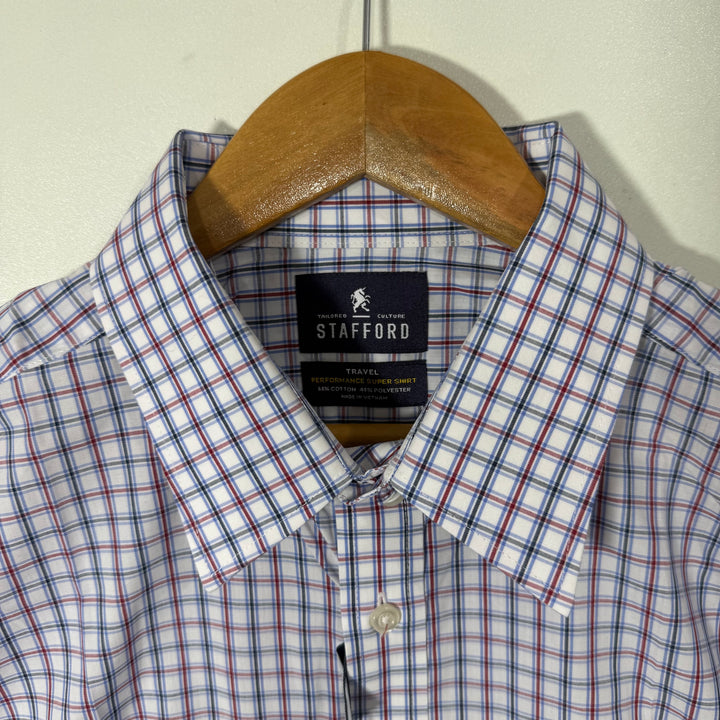 STAFFORD CHECKERED PERFORMANCE FORMAL SHIRT