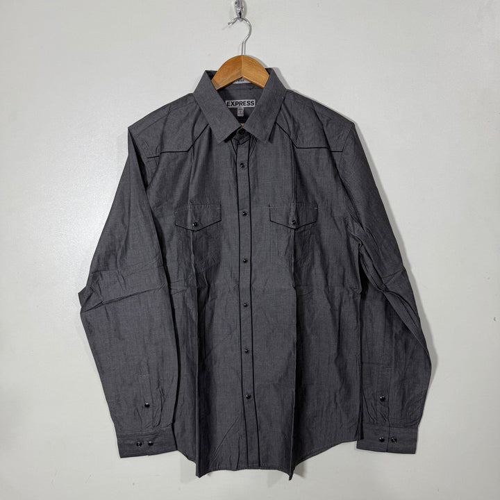 EXPRESS FITTED CASUAL COTTON SHIRT GREY COLOUR