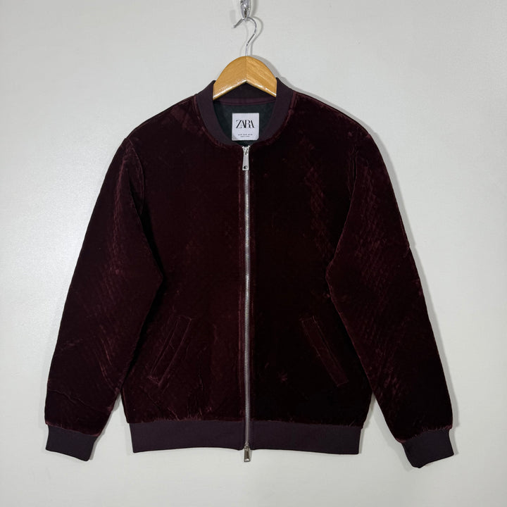 ZARA BEN COLLAR BOMBER WELVET JACKET