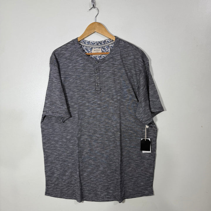 METHOD HENLEY COLLAR COTTON TSHIRT BRAND NEW