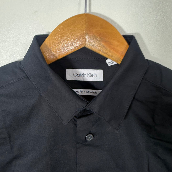 CALVIN KLEIN SLIM FIT COTTON SHIRT WITH STRETCH BLACK COLOUR