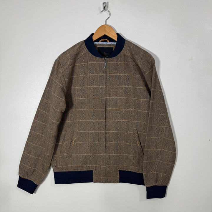 CAVANI BEN COLLAR CHECKERED BEN COLLAR BOMBER JACKET