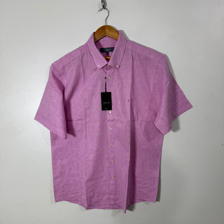 FERNANDO PEÑA BUTTON DOWN HALF SLEEVES LINEN SHIRT