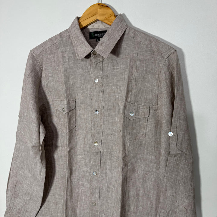 BUKINTE DOUBLE POCKETS LINEN SHIRT