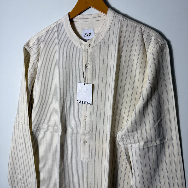 ZARA KURTA COLLAR COTTON LINEN SHIRT BRAND NEW