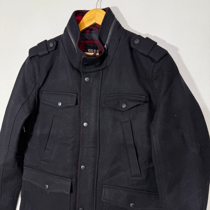 GUESS LOS ANGELES GOUR POCKETS  WOOL JACKET BLACK COLOUR