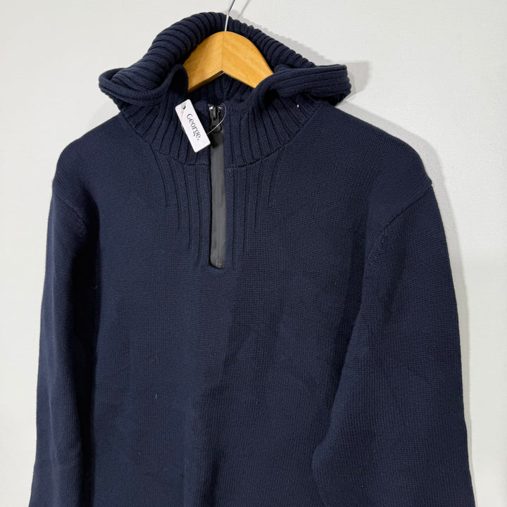 GEORGE KNITED COTTON SWEATER WITH HOOD BLUE COLOUR