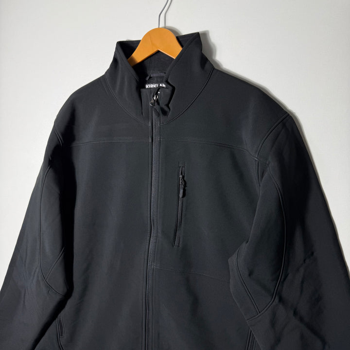 KIRKLAND SOFT SHELL WINDBREAKER JACKET INNER FLEECE BLACK COLOUR