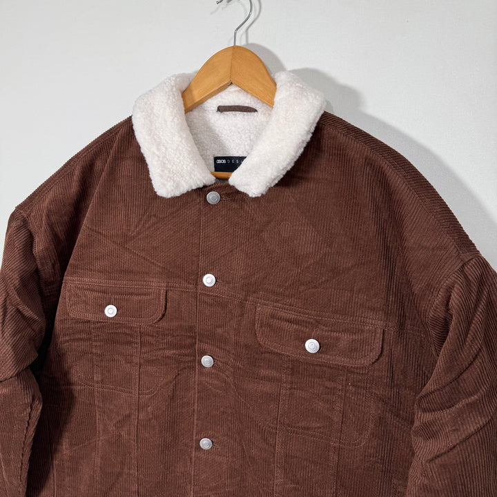 ASOS CORDUROY DOUBLE POCKETS JACKET INNER SHERPA LINNED
