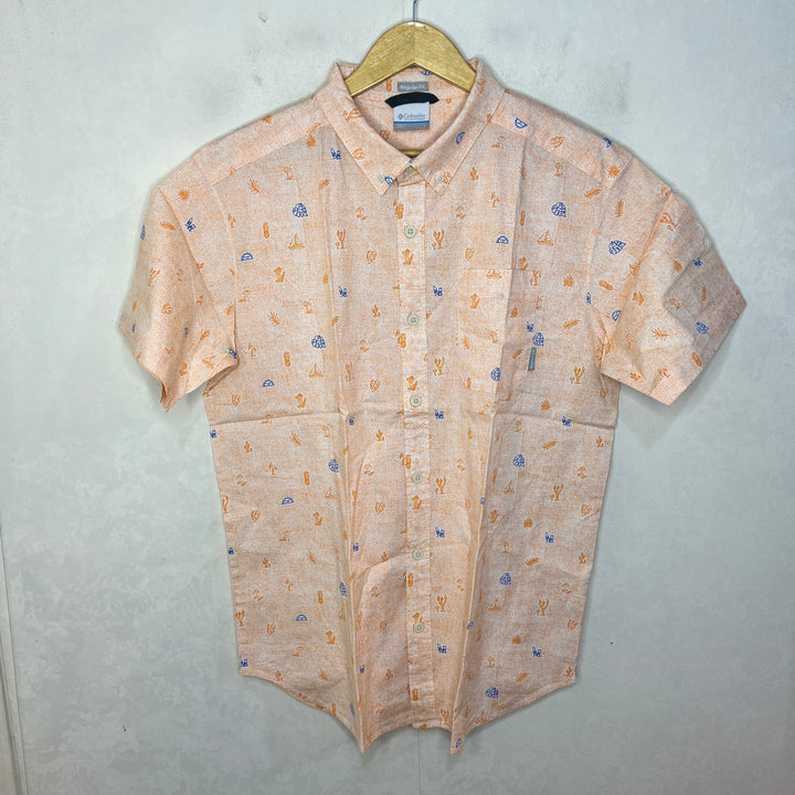 COLUMBIA REGULAR FIT BUTTON DOWN PRINTED HALF SLEEVES SHIRT WITH STRETCH