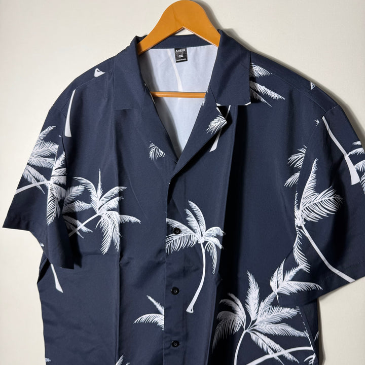 SHEIN CUBAN COLLAR HALF SLEEVES   PERFORMANCE SHIRT