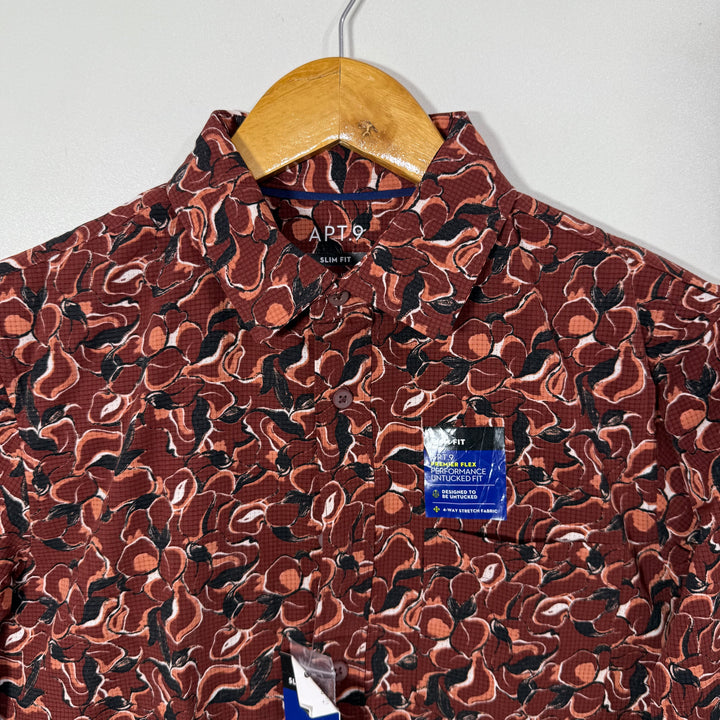 APT.9 SLIM FIT PREMIER FLEX PRINTED PERFORMANCE SHIRT BRAND NEW WITH STRETCH